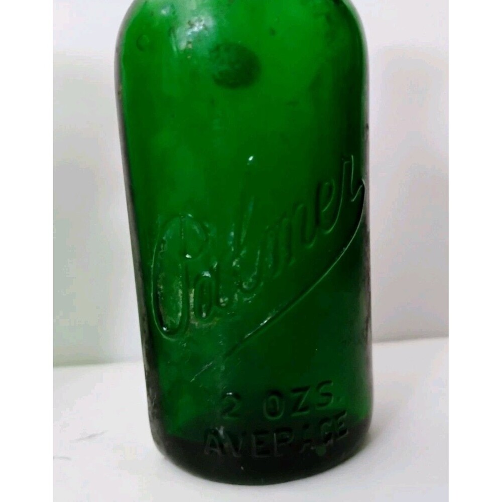 Antique Solon Palmer New York Perfumer Green Glass Bottle Tooled Lip BIM